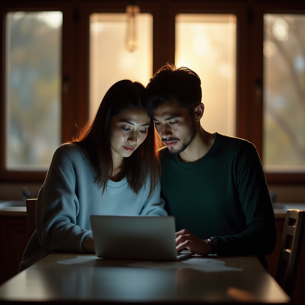 Famiglia che pianifica le finanze insieme usando strumenti digitali